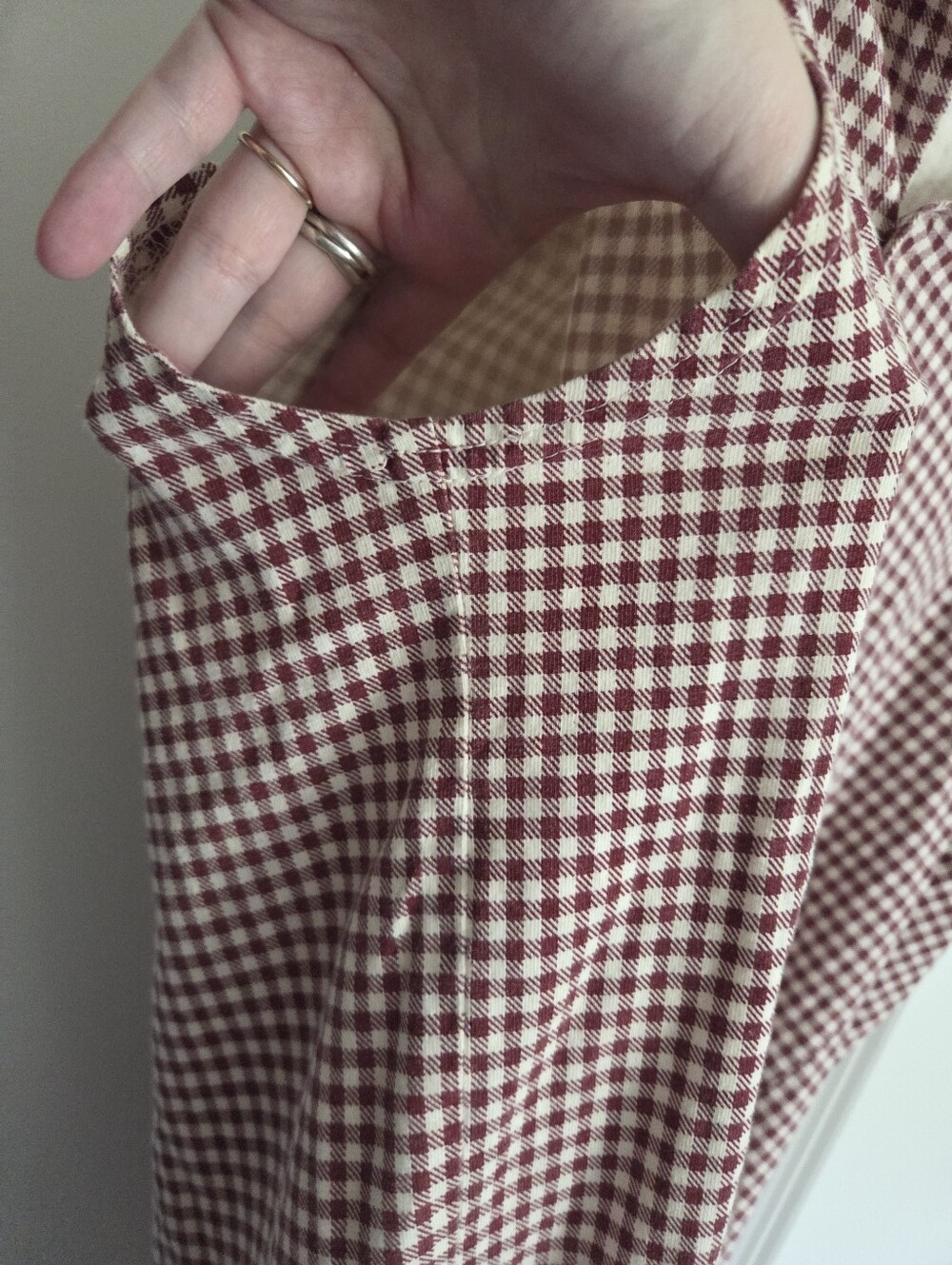 Vintage Burgundy Gingham Sleeveless Shirt - Picture 9 of 16